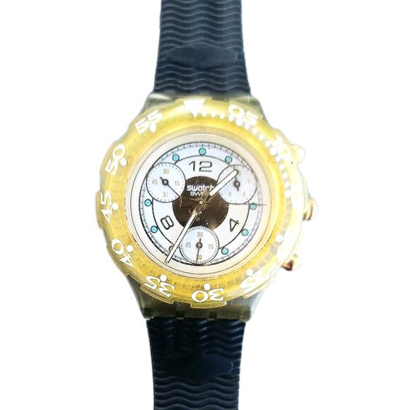 Swatch Watch GOLDEN RIVET SEM100 1995 Aquachrono With Case and new band - Picture 1 of 7